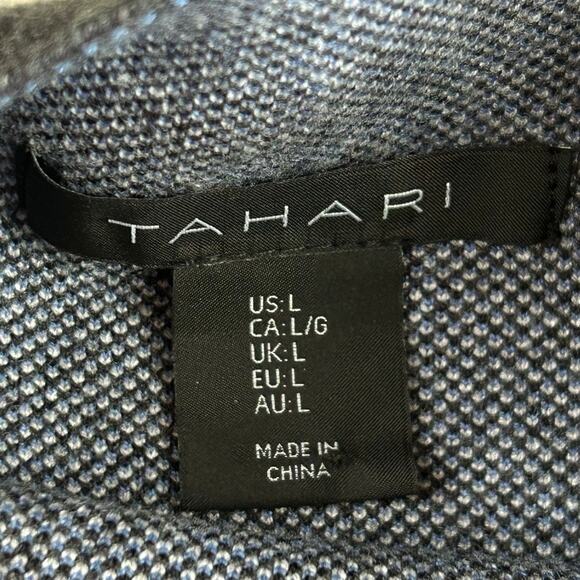 NWT Tahari Funnel Neck Micro Striped Long Sleeve Gray Sweater Sz L MSRP $98 - Picture 7 of 7